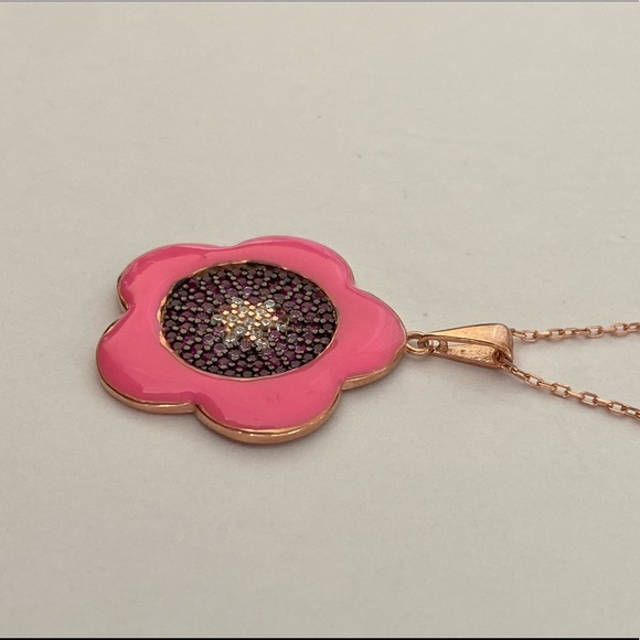 🧿925 sterling silver evileye cz stones necklace - Picture 3 of 4